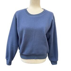 Everlane Renew Fleece Teddy Crew Neck Oversize Sweatshirt Women's Small Blue
